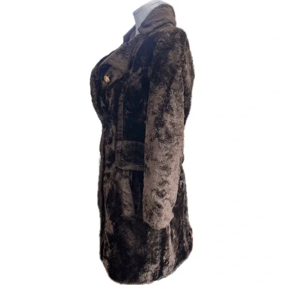 VTG 1960 / 1970 | S | Classic Mod Double-Breasted Faux Fur Glamour Long Coat - Picture 13 of 17